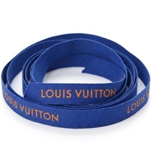 Authentic Louis Vuitton Blue Grosgrain Ribbon Orange Logo Gift Wrap 86” Crafting